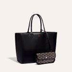 Goyard Goyardine Black Anjou PM Reversible Tote Bag Palladium Hardware